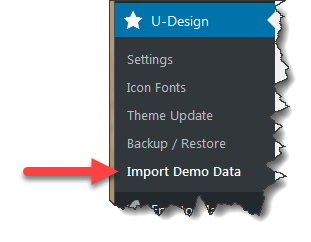 import demo content menu item